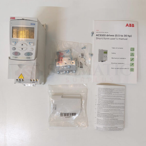 ABB Drive, ACS320-03U-01A9-4, 0.75HP, 480V, 1.7A