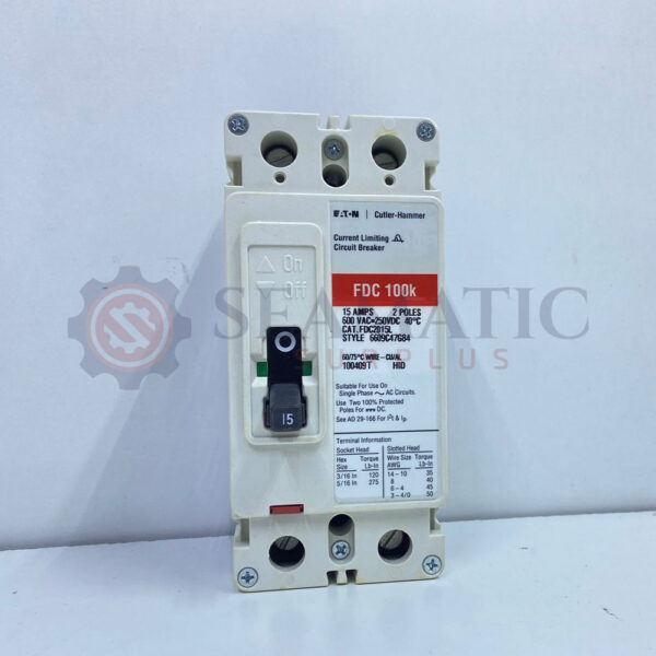 NEW EATON FDC 100K CIRCUIT BREAKER 15AMP FDC2015L 600V 2 POLES