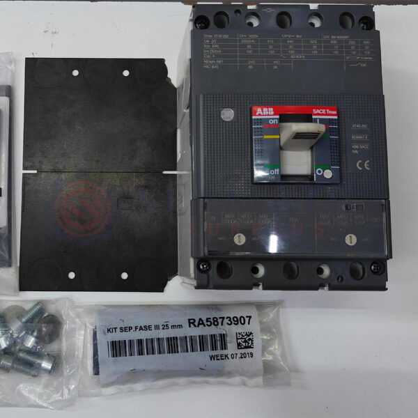 ABB MCCB 3P 200A, SACE TMAX XT4S 250, Ui=1000v, Uimp=8Kv, Ue=230/240V