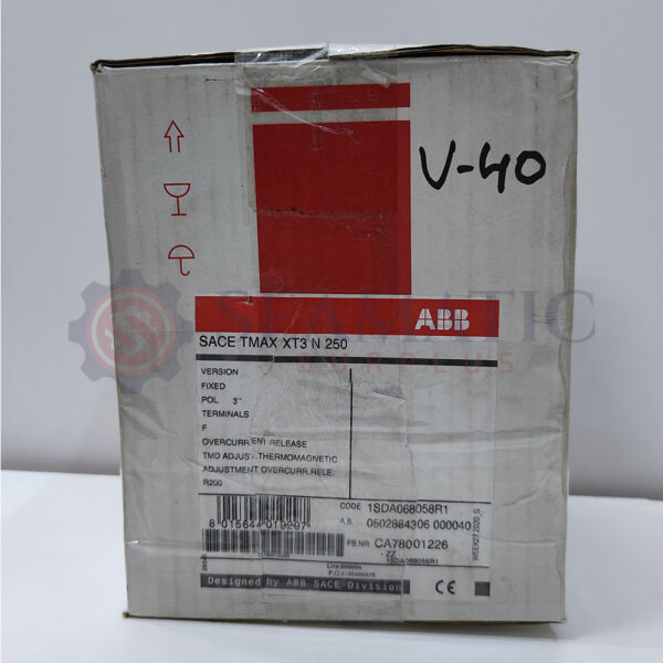 ABB MCCB 3Pole 200A, SACE TMAX XT4N 250, Ui=1000v, Uimp=8Kv, Ue=690V
