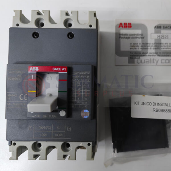 ABB MCCB 3POLE, 100A, SACE FORMULA A1C 125, Ui=690v, Uimp=6Kv, Ue=500V AC/250V DC