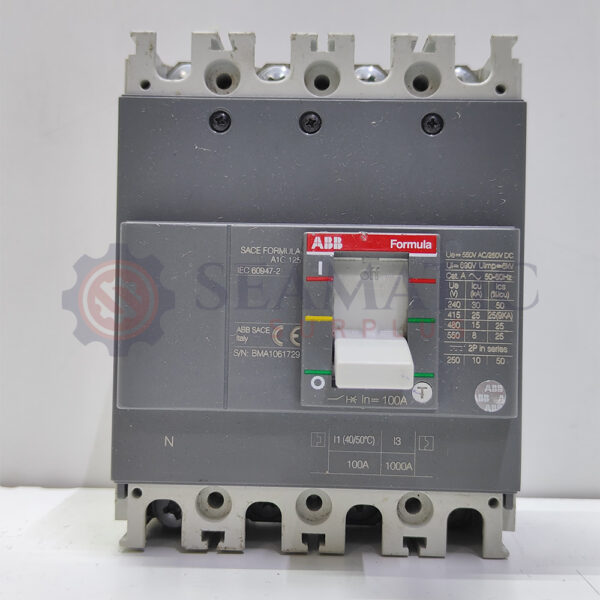 ABB MCCB 4Pole 100A, SACE FORMULA A1C 125, Ui=690v, Uimp=6Kv, Ue=550V AC