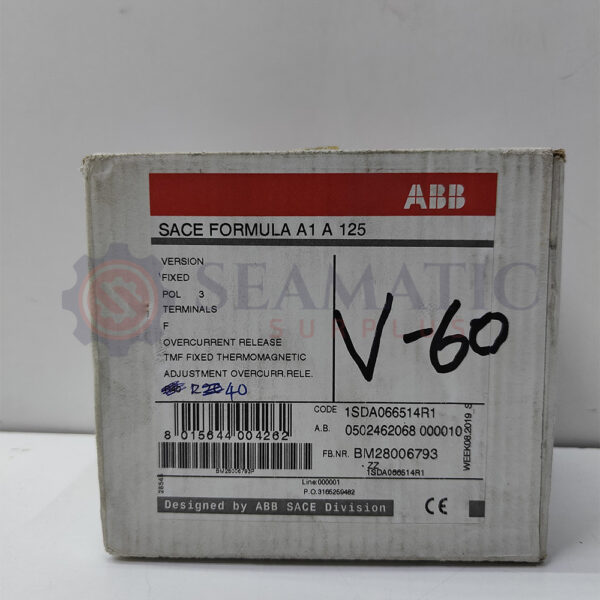 ABB MCCB 3P 40A, SACE FORMULA A1A 125, Ui=690v, Uimp=6Kv, Ue=550V AC