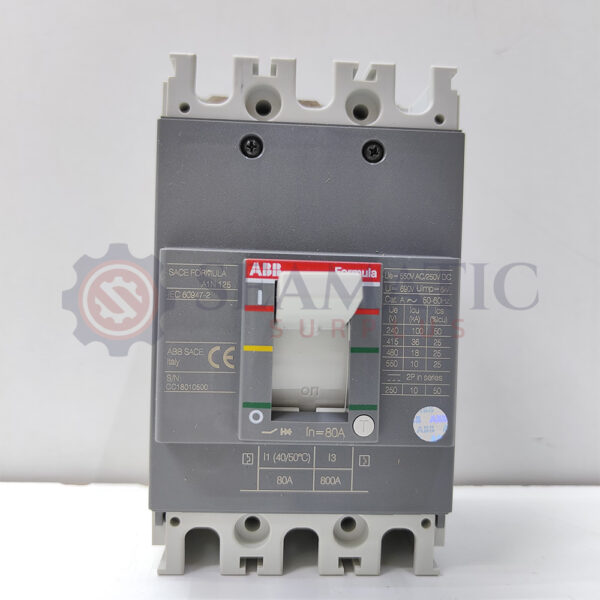 ABB MCCB 3Pole 80A, SACE FORMULA A1N 125, Ui=690v, Uimp=6Kv, Ue=550V AC