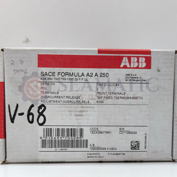 ABB MCCB 2Pole 150A, SACE FORMULA A2A 250, Ui=690v, Uimp=6Kv