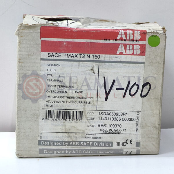 ABB MCCB 3POLE 100A, SACE TMAX T2N 160, Ui=800v, Uimp=8Kv, Ue=690VAC