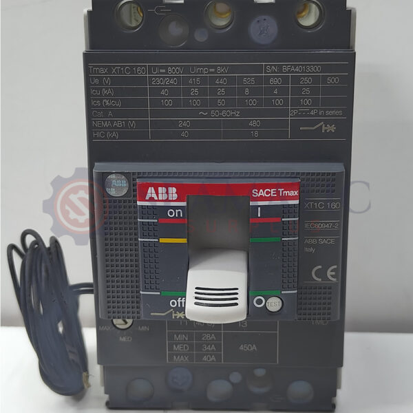 ABB MCCB 3POLE 40A, SACE TMAX XT1C 160, Ui=800v, Uimp=8Kv, Ue=690VAC