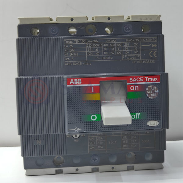ABB MCCB 4POLE 40A, SACE TMAX T2N 160, Ui=800v, Uimp=8Kv, Ue=690VAC