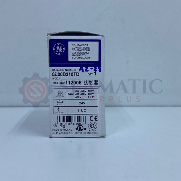LOT OF 2 NOS X GE CL00D310TD GE CONTACTOR 3P 9A 24V DC COIL