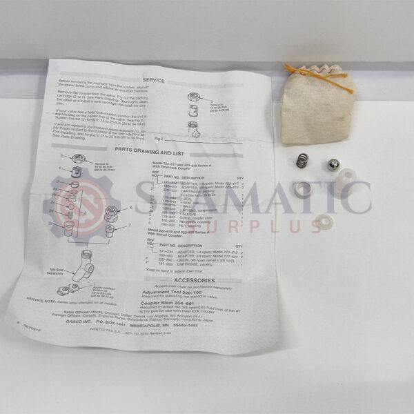 LOT OF 2 NOS X GRACO 220103 CARTRIDGE PACKING