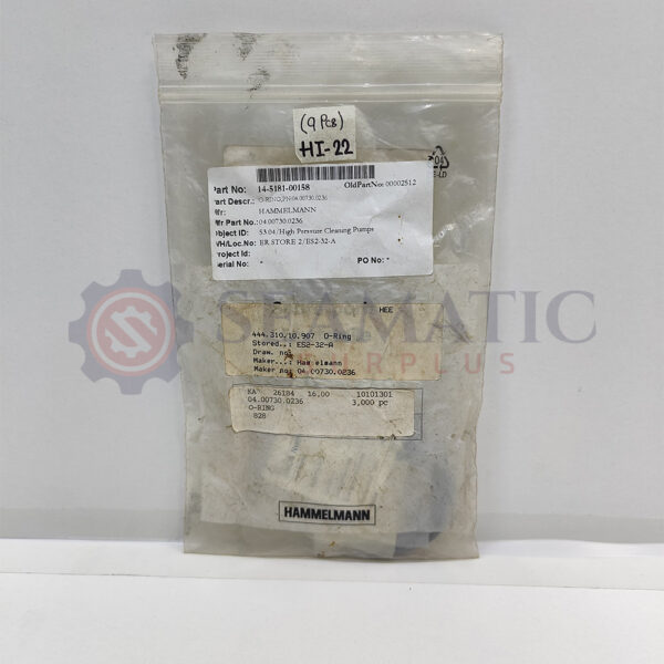 HAMMELMANN 04.00730.0236 O RING FOR 53.04 HIGH PRESSURE PUMP