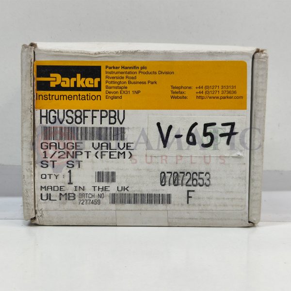 PARKER HGVS8FFPBV GUAGE VALVE 1/2 NPT (FEM) ST