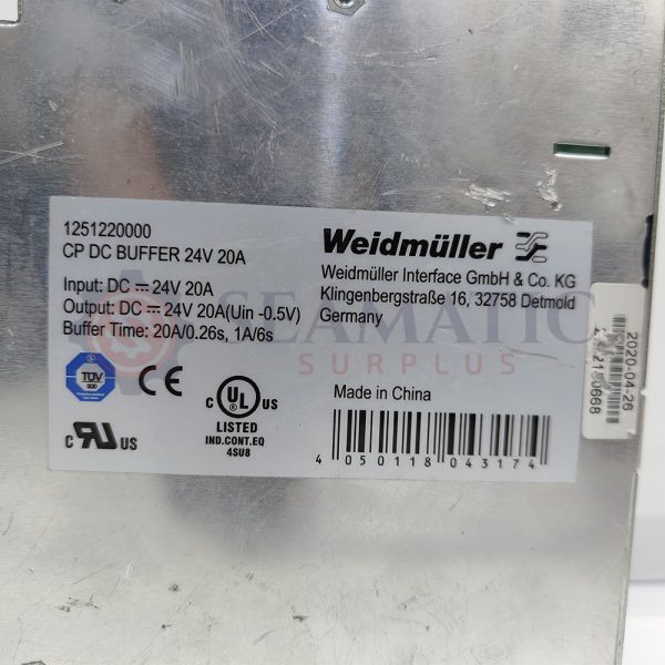 Weidmuller 1251220000 Ecoline CP DC Buffer 24V 20A