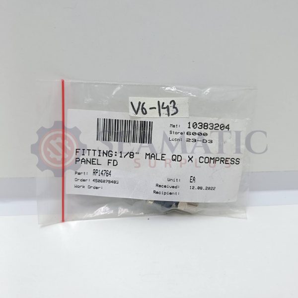 NEW VIDEOJET RP14764 FTG 1/8 MAL QD X COMPR PNL/FD D275827